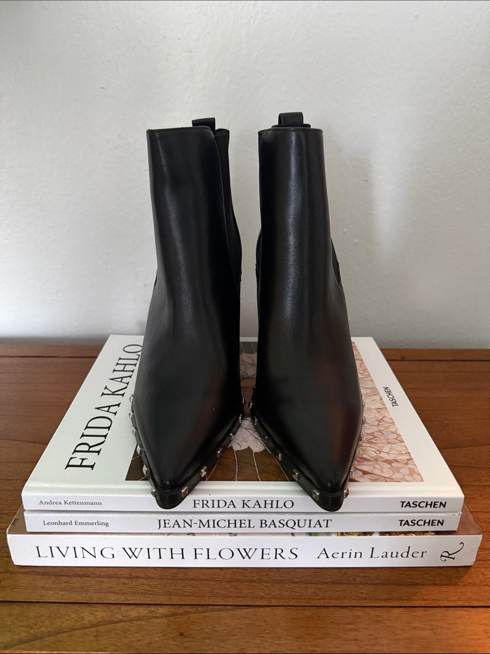 Charles By Charles David Black Studded Pointed Ankle Boots - Picture 3 of 3